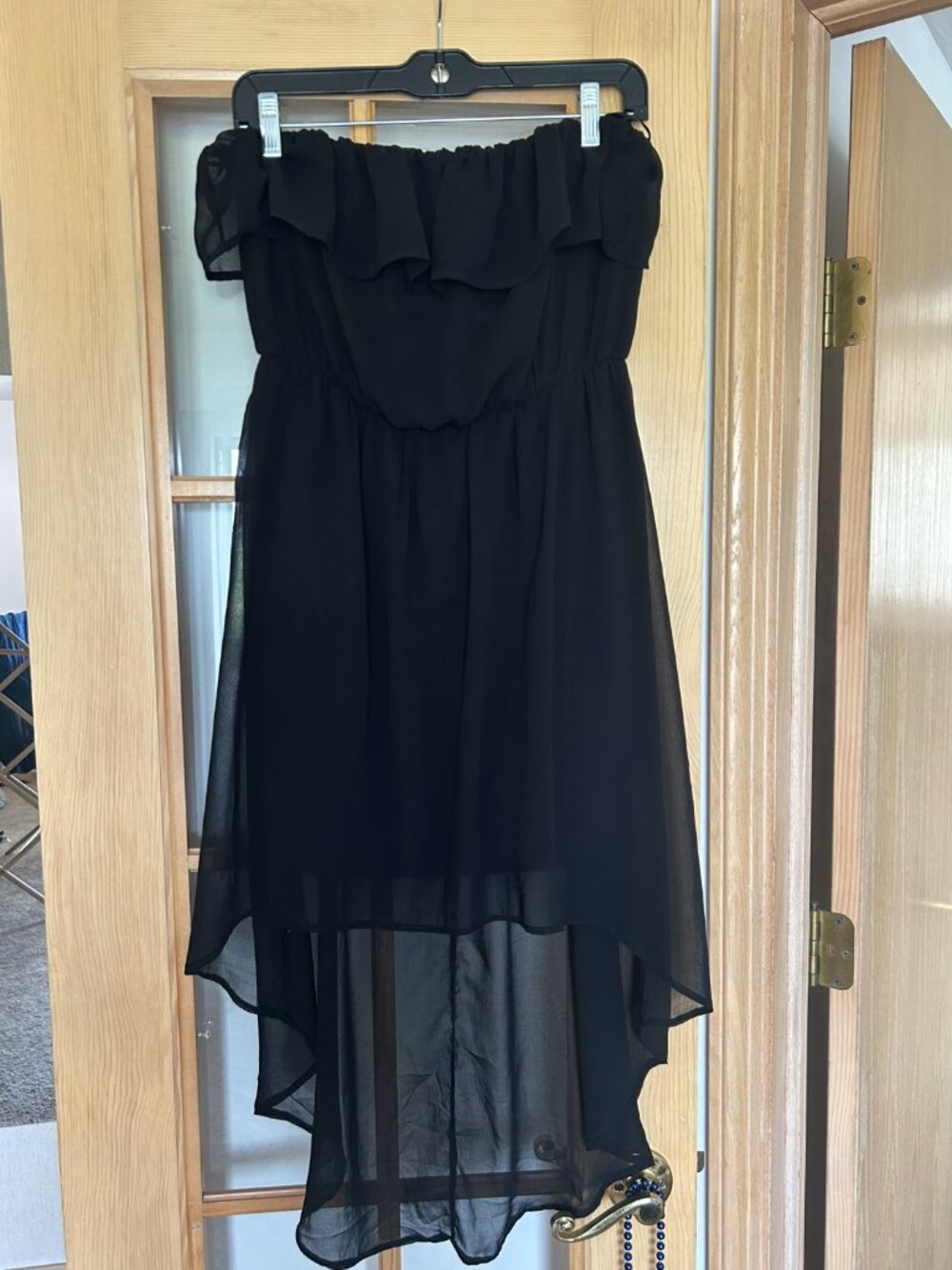 Forever 21 Black Strapless High Low Chiffon Dress Large